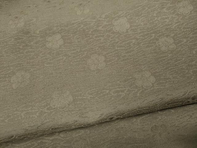 平和屋着物●上質な色無地 流水舞花地紋 茶鼠色 正絹 逸品 CABC2202ut