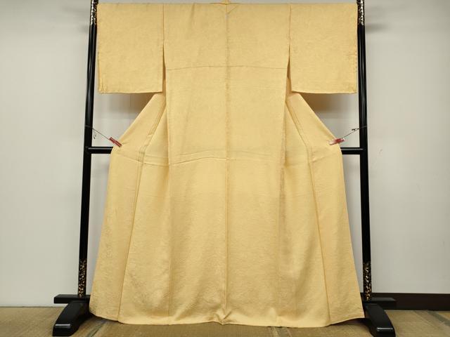 平和屋着物●上質な色無地 風景草花地紋 蜂蜜色 さが美扱い 正絹 逸品 CABC2205ut