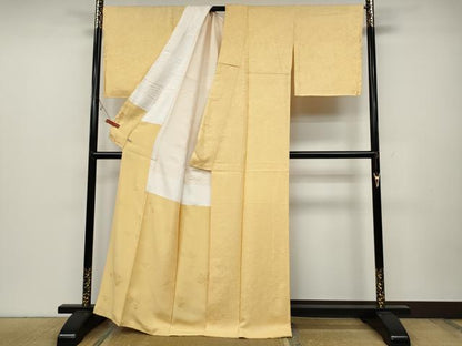 平和屋着物●上質な色無地 風景草花地紋 蜂蜜色 さが美扱い 正絹 逸品 CABC2205ut
