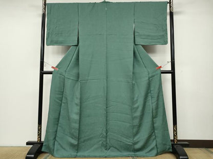 平和屋着物●上質な色無地 舞花地紋 薄青色 正絹 逸品 未使用 CABC2206ut