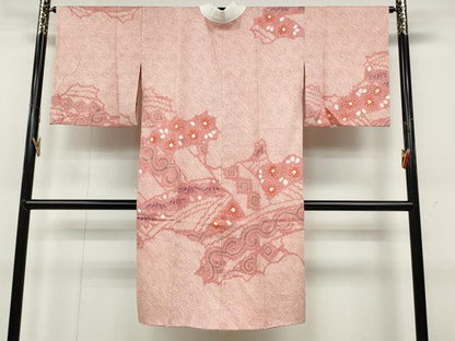 平和屋着物●長襦袢 袷 総絞り 唐草花文 正絹 逸品 CABC2209ut