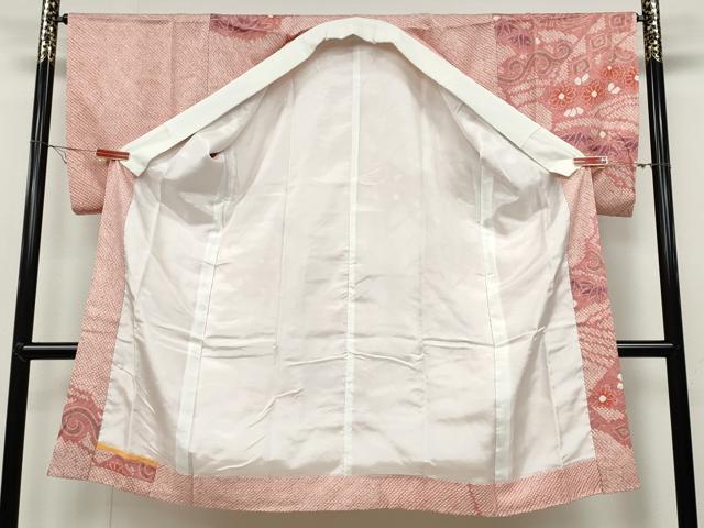 平和屋着物●長襦袢 袷 総絞り 唐草花文 正絹 逸品 CABC2209ut