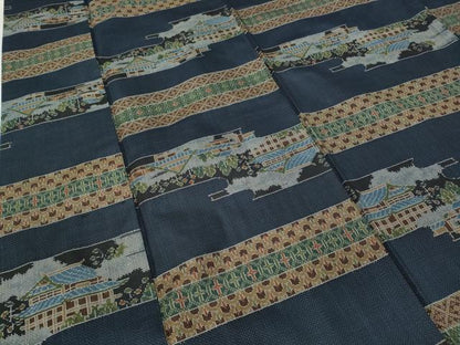 平和屋着物●本場大島紬 7マルキ 横段風景文 正絹 逸品 CABC2212ut