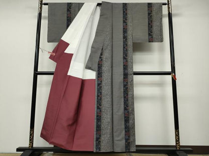 平和屋着物●本場大島紬 9マルキ 草花間道 正絹 逸品 未使用 CABC2213ut