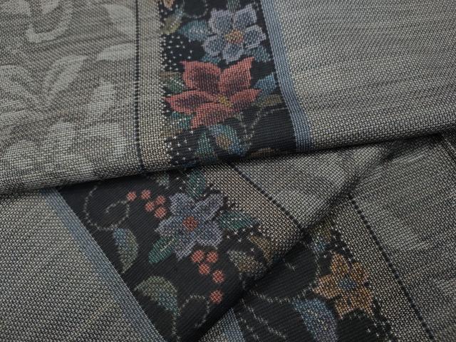平和屋着物●本場大島紬 9マルキ 草花間道 正絹 逸品 未使用 CABC2213ut