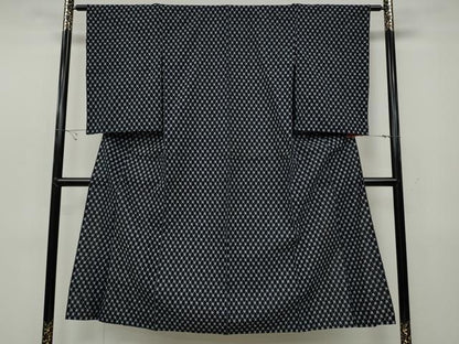 平和屋着物●久留米絣 単衣 幾何学文 綿 逸品 CABC2216ut