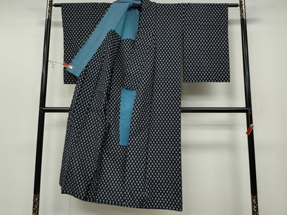 平和屋着物●久留米絣 単衣 幾何学文 綿 逸品 CABC2216ut