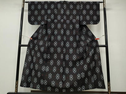 平和屋着物●久留米絣 単衣 菱吉祥花文 綿 逸品 CABC2217ut