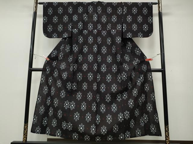 平和屋着物●久留米絣 単衣 菱吉祥花文 綿 逸品 CABC2217ut