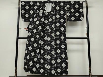 平和屋着物●久留米絣 単衣 番傘菱花文 綿 逸品 CABC2219ut