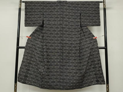 平和屋着物●久留米絣 単衣 秋名バラ柄 綿 逸品 CABC2221ut