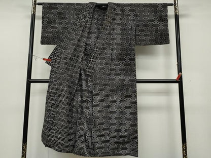 平和屋着物●久留米絣 単衣 秋名バラ柄 綿 逸品 CABC2221ut