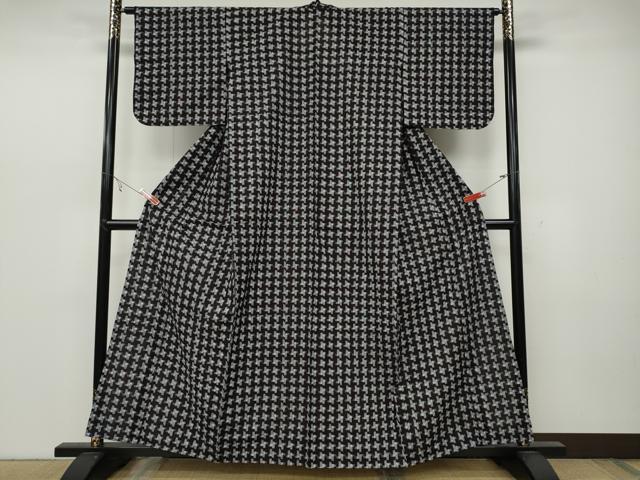 平和屋着物●久留米絣　単衣　絣文様　綿　逸品　CABC2222ut