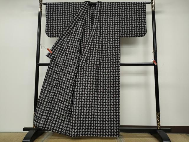 平和屋着物●久留米絣　単衣　絣文様　綿　逸品　CABC2222ut