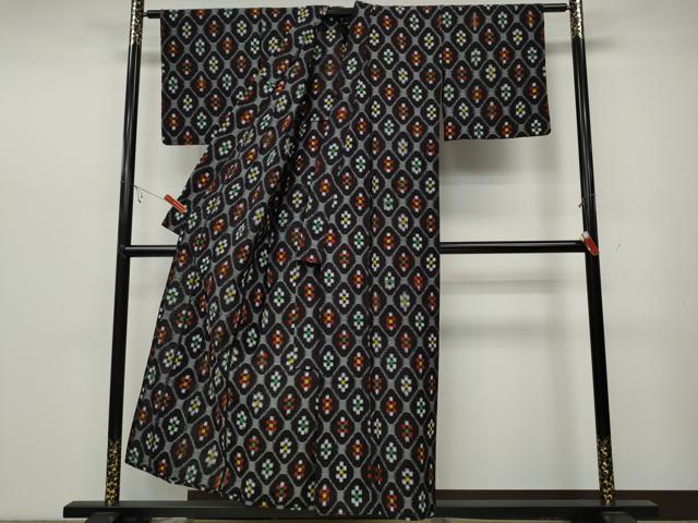 平和屋着物●久留米絣 単衣 菱花文 綿 逸品 CABC2223ut