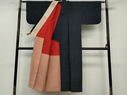 平和屋着物●久留米絣 幾何学文様 綿 逸品 CABC2224ut