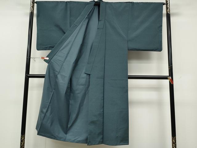 平和屋着物●男性 薩摩結城 御召御納戸色 正絹 逸品 CABC2228ut