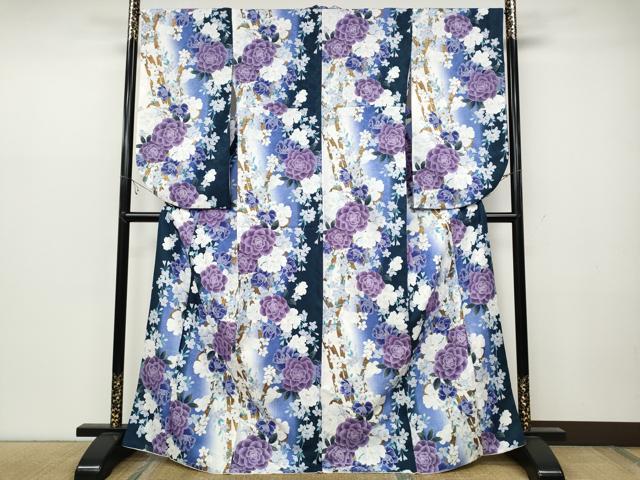 平和屋着物●小振袖 熨斗草花文 暈し染め 金彩 洗える着物 CABC2233ut