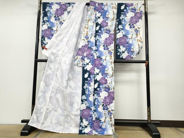 平和屋着物●小振袖 熨斗草花文 暈し染め 金彩 洗える着物 CABC2233ut