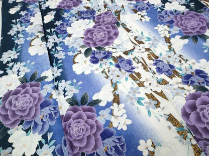 平和屋着物●小振袖 熨斗草花文 暈し染め 金彩 洗える着物 CABC2233ut