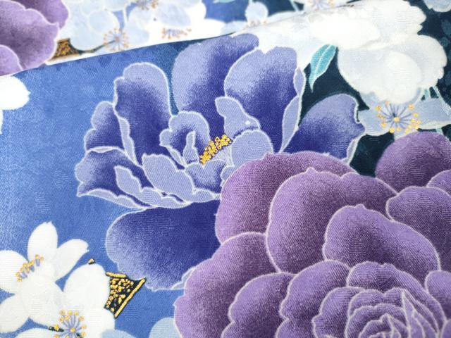 平和屋着物●小振袖 熨斗草花文 暈し染め 金彩 洗える着物 CABC2233ut