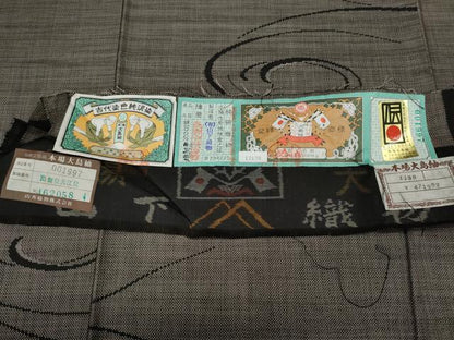 平和屋着物●本場大島紬 9マルキ 泥染め 流水文 株式会社山下織物謹製 証紙付き 正絹 逸品 CABC2236ut