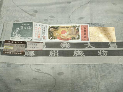 平和屋着物●都喜ヱ門 本場大島紬 白大島 藤白泥 明日香典麗 総絣 証紙付き 藤絹織物謹製 正絹 逸品 未使用 CABC2243ut