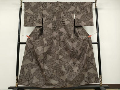 平和屋着物●本場大島紬 7マルキ 切嵌吉祥花文 正絹 逸品 CABC2251ut