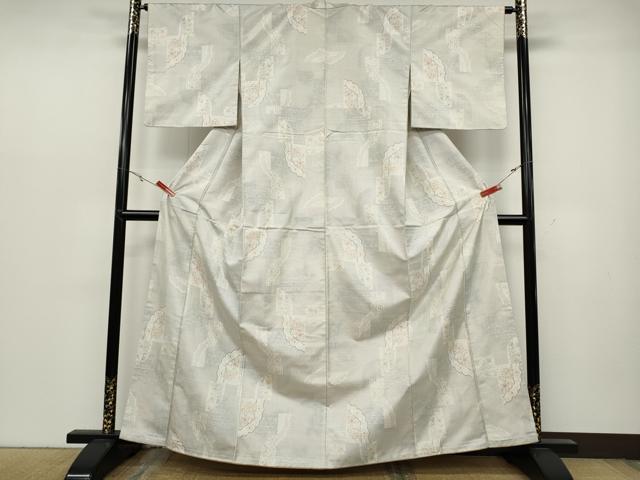 平和屋着物●本場大島紬 白大島 9マルキ 吉祥花文 正絹 逸品 CABC2252ut
