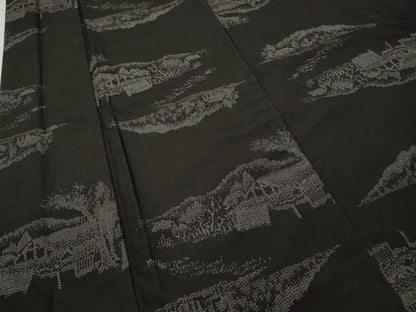 平和屋着物●上質な紬 風景草木文 正絹 逸品 CABC2253ut