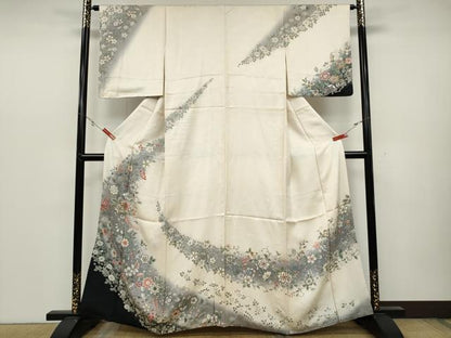平和屋着物●訪問着 絞り 更紗花唐草文 暈し染め 金彩 正絹 逸品 CABC2257ut