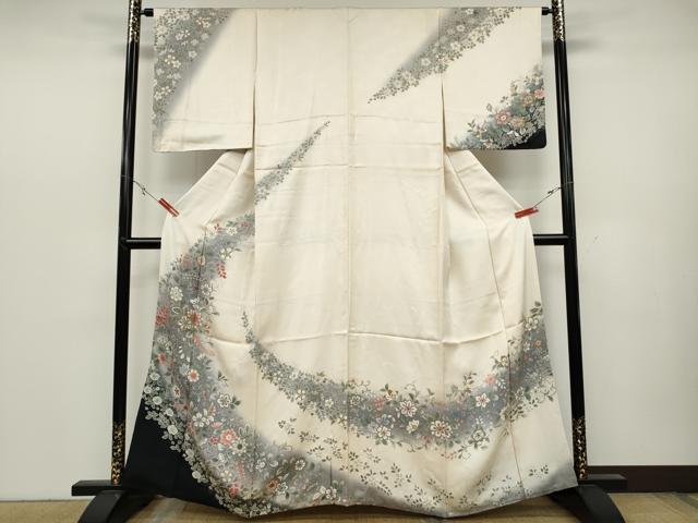 平和屋着物●訪問着 絞り 更紗花唐草文 暈し染め 金彩 正絹 逸品 CABC2257ut