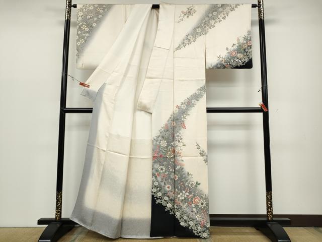 平和屋着物●訪問着 絞り 更紗花唐草文 暈し染め 金彩 正絹 逸品 CABC2257ut