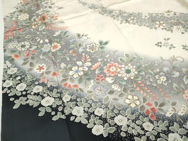平和屋着物●訪問着 絞り 更紗花唐草文 暈し染め 金彩 正絹 逸品 CABC2257ut