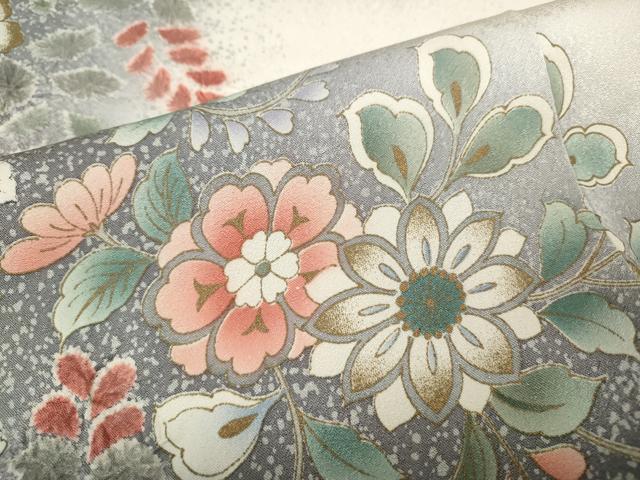 平和屋着物●訪問着 絞り 更紗花唐草文 暈し染め 金彩 正絹 逸品 CABC2257ut