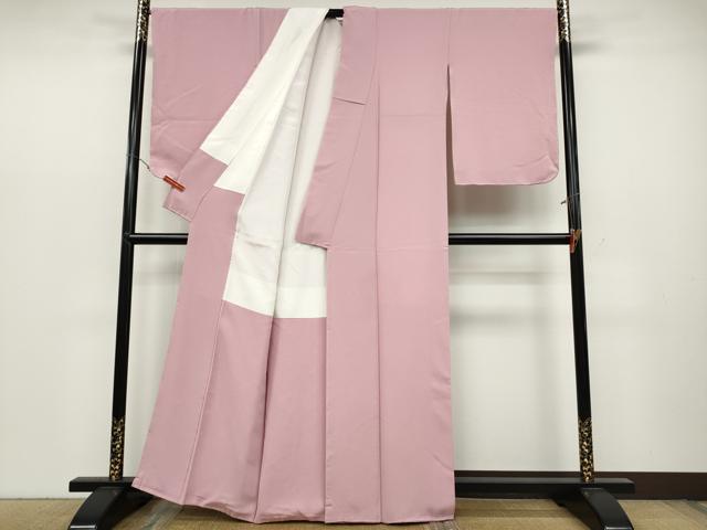 平和屋着物●上質な色無地 霞地紋 鴇色 正絹 逸品 CABC2259ut