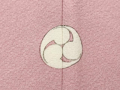 平和屋着物●上質な色無地 霞地紋 鴇色 正絹 逸品 CABC2259ut