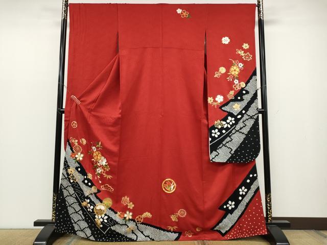 平和屋着物●豪華振袖 駒刺繍 絞り 草花文 正絹 逸品 CABC2263ut