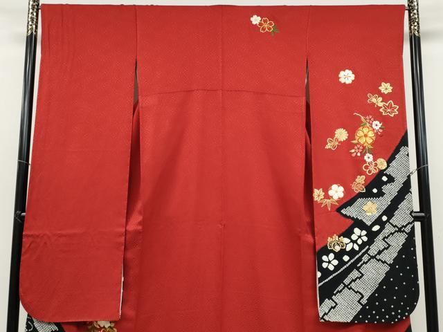 平和屋着物●豪華振袖 駒刺繍 絞り 草花文 正絹 逸品 CABC2263ut