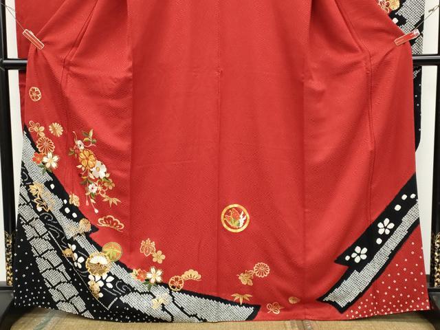 平和屋着物●豪華振袖 駒刺繍 絞り 草花文 正絹 逸品 CABC2263ut