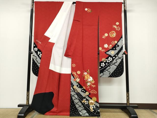 平和屋着物●豪華振袖 駒刺繍 絞り 草花文 正絹 逸品 CABC2263ut