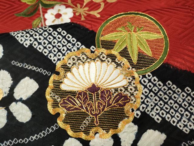平和屋着物●豪華振袖 駒刺繍 絞り 草花文 正絹 逸品 CABC2263ut
