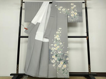 平和屋着物●訪問着 友禅 作家物 草花文 正絹 逸品 CABC2264ut