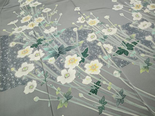 平和屋着物●訪問着 友禅 作家物 草花文 正絹 逸品 CABC2264ut
