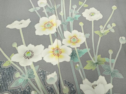 平和屋着物●訪問着 友禅 作家物 草花文 正絹 逸品 CABC2264ut