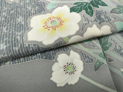 平和屋着物●訪問着 友禅 作家物 草花文 正絹 逸品 CABC2264ut
