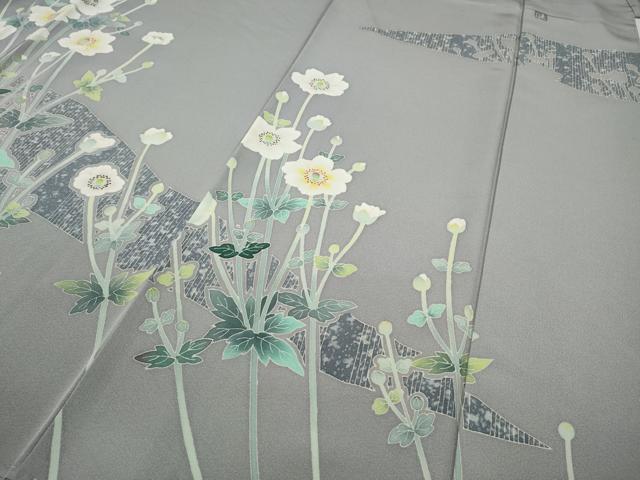 平和屋着物●訪問着 友禅 作家物 草花文 正絹 逸品 CABC2264ut