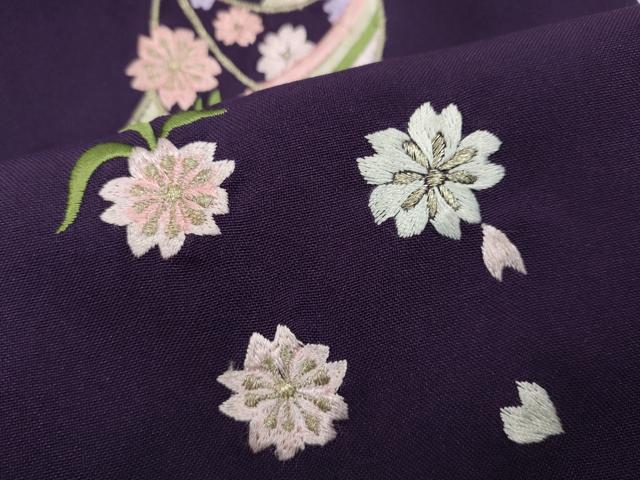 平和屋着物●女性 行灯袴 総刺繍 糸巻き花文 金糸 洗える着物 CABC2269ut