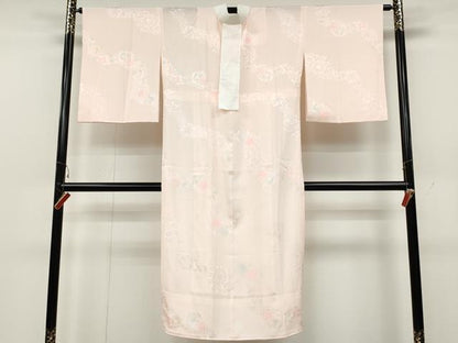 平和屋着物●長襦袢 無双仕立て 枝花地紋 暈し染め 正絹 逸品 CABC2285ut