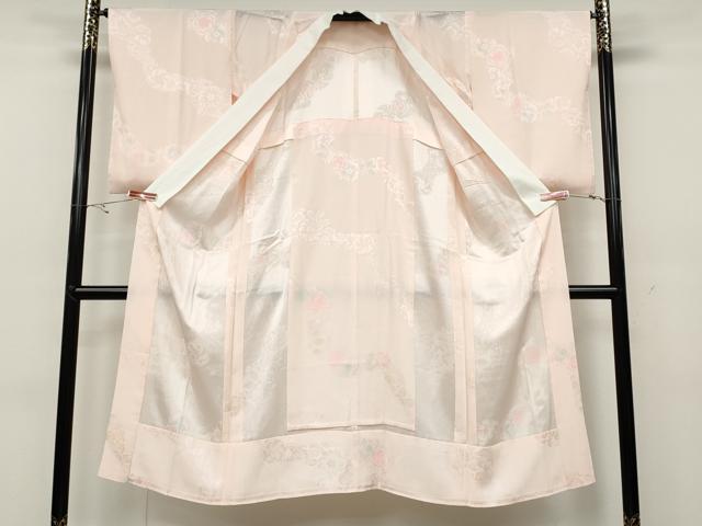 平和屋着物●長襦袢 無双仕立て 枝花地紋 暈し染め 正絹 逸品 CABC2285ut
